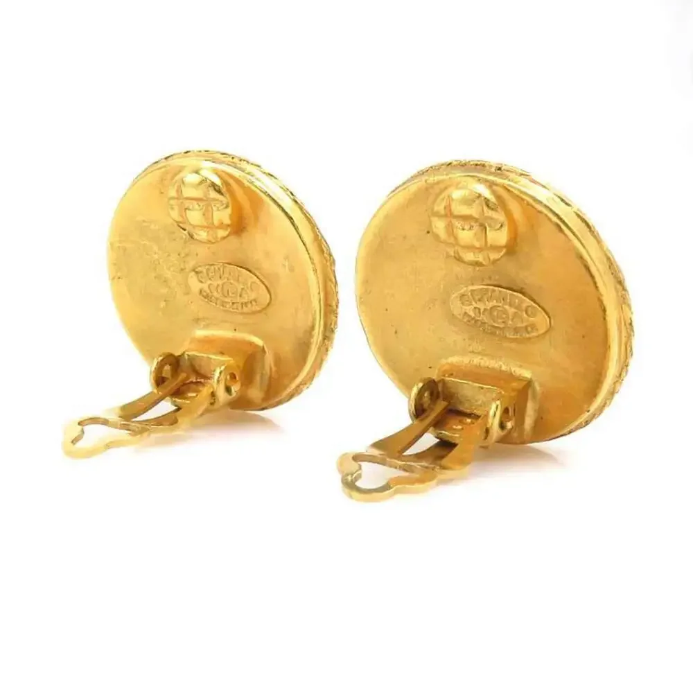CHANEL Gold Logo Earrings